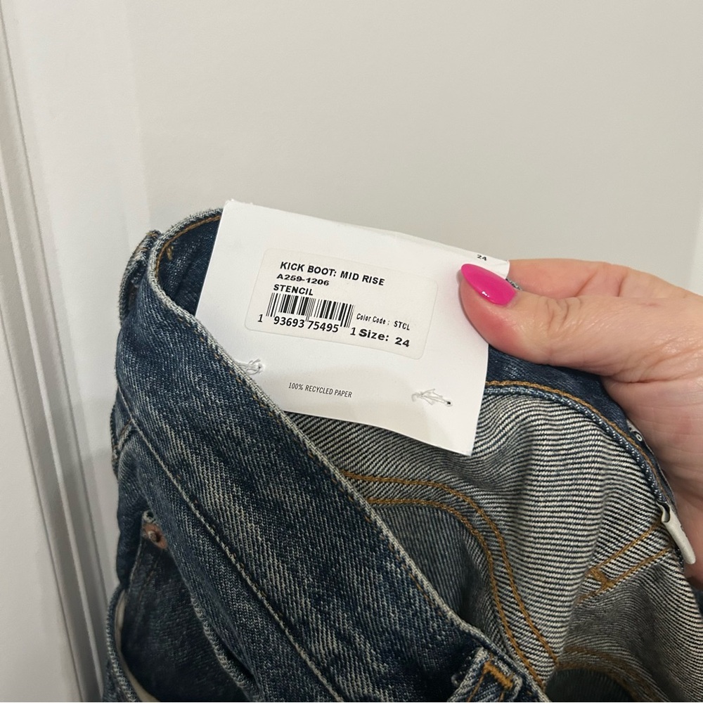 NWT Agolde Mid Rise Kick Boot Jeans Stencil - Picture 7 of 7